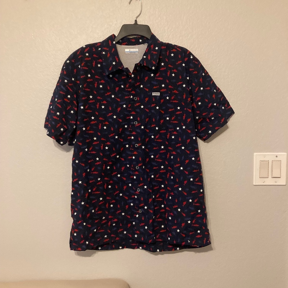 Columbia Men's PFG Short Sleeve Button-down Shirt Size Medium